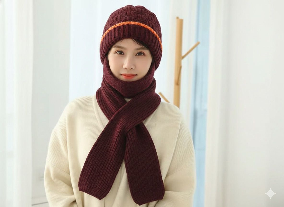 Winter Scarf Cap - মেরুন-2